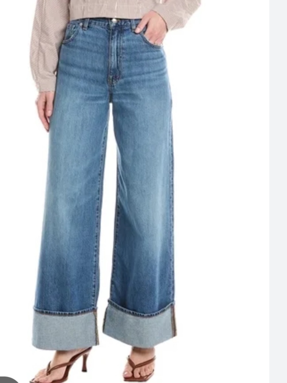 Madewell Light Blue Super-Wide-Leg Cuffed Jeans Women’s Size 31